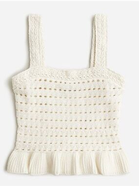 J. Crew Crochet Ruffle Sweater Tank Size Medium Cream NWT Fitted Boho Festival